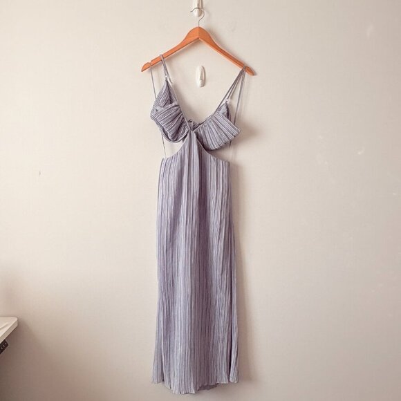 Zara Cut Out Pleated Midi Long Dress Light Blue Size Medium - Picture 6 of 10